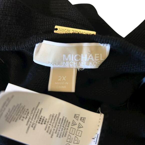 Michael Kors Black Pullover Sweater Zip Sides Goth Punk Witchy Slouchy 2X - Picture 7 of 7